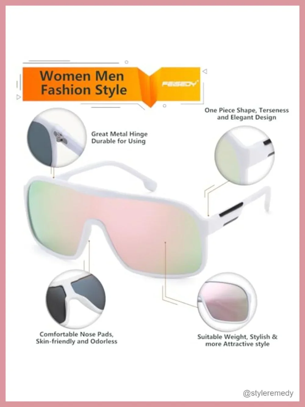 Oversized Shield Sunglasses Polarized UV400 Plastic Frame Retro Square
